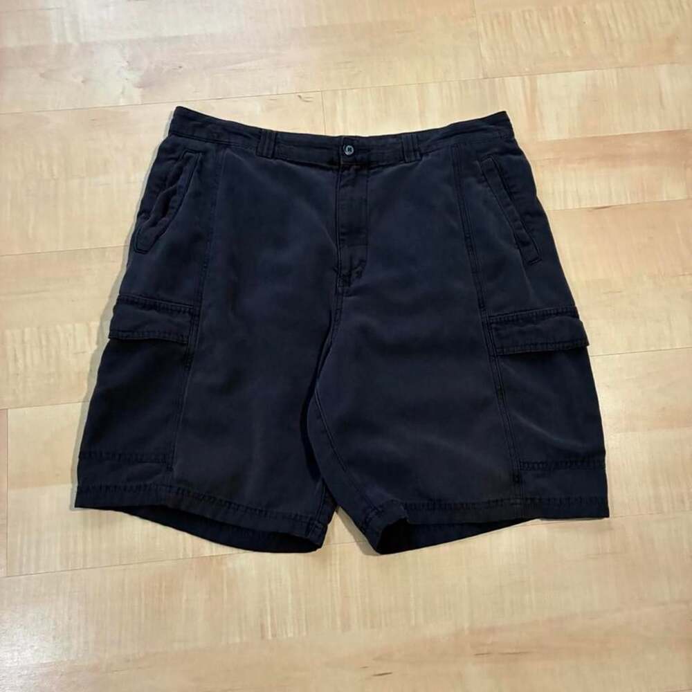 Tommy Bahama Relax Cargo Shorts Size 36x9 Black Silk Blend